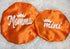 Mommy and Mini Glitter Personalized Satin Bonnet Set | Adjustable Drawstring | Double Lined | Reversible | Orange