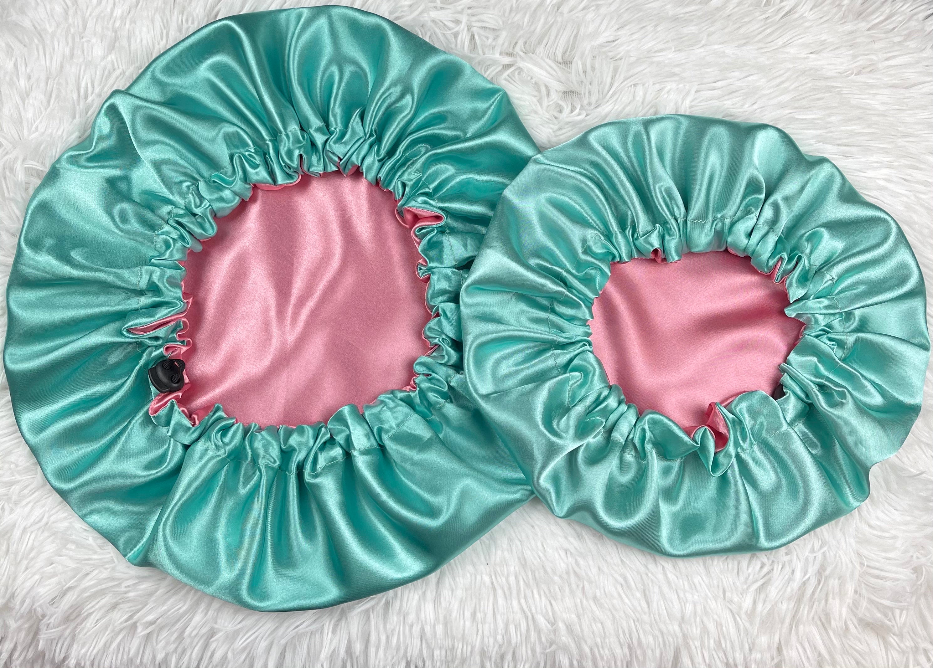 Adult Size Reversible Satin Bonnet With Elastic or Drawstring