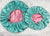 Mommy and Me Personalized Satin Bonnet Set | Adjustable Drawstring | Double Lined | Reversible | Pink and Turquoise | Mommy and Baby Bonnet