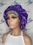 Satin Bling Bonnet with Soft Wide Fiber Band | Double Lined | Purple Bonnet | Bling Bonnet